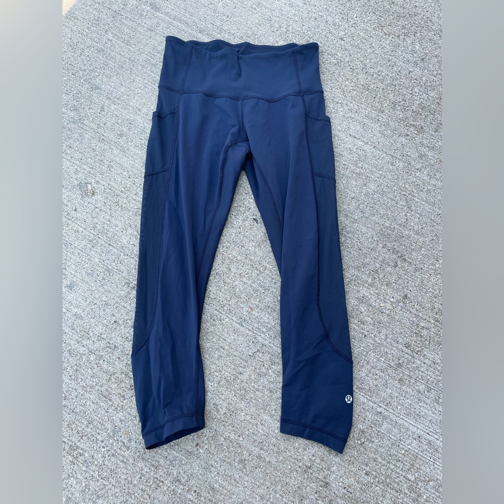 Lululemon Wunder Under Blue Ankle Length Leggings Size 8